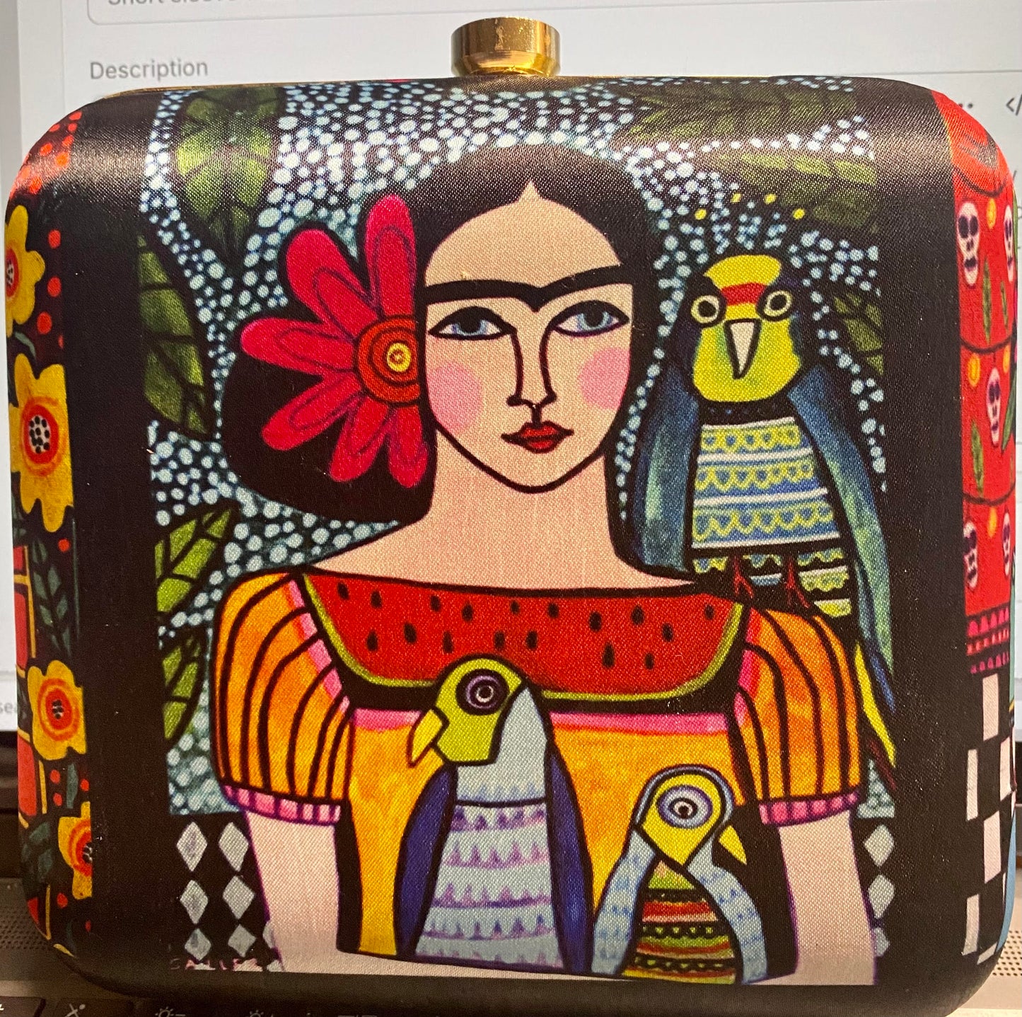 Frida Kahlo w Parrots Colorful Clutch Handbag  #108